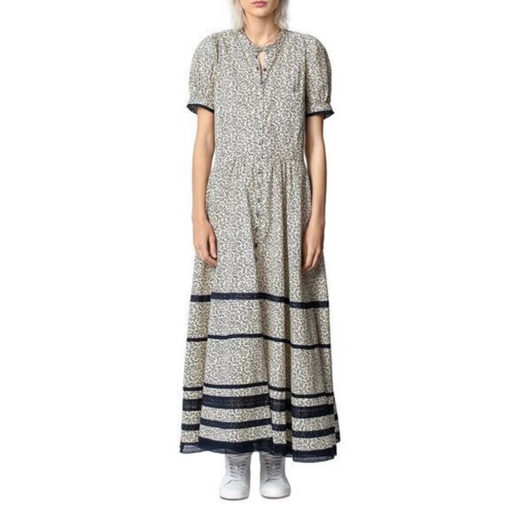 Zadig & Voltaire Regard lace trimmed floral maxi dress small